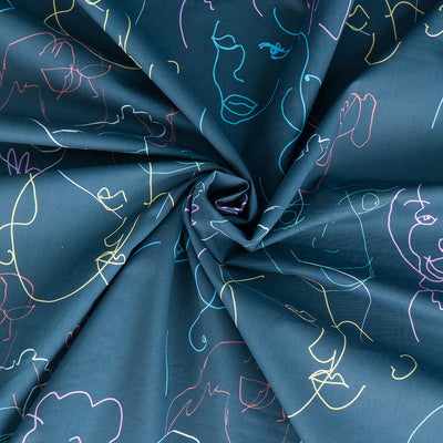 Marlie-Care Lawn - Blue Urban Sketcher Cotton Fabric by Lady McElroy