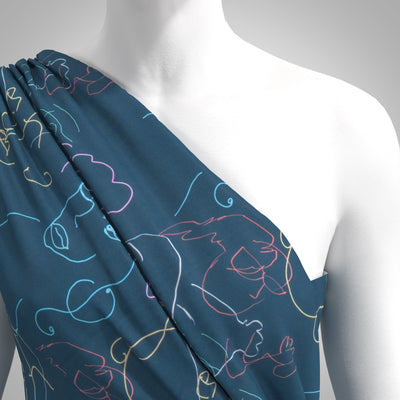 Marlie-Care Lawn - Blue Urban Sketcher Cotton Fabric by Lady McElroy