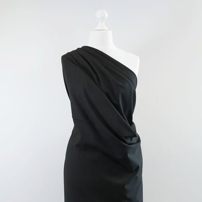 Milan - Black Viscose Rich Ponte de Roma Fabric Mannequin Wide Image from Patternsandplains.com