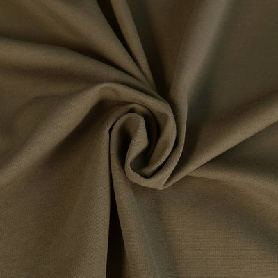 Milan - Camouflage Green Viscose Rich Ponte de Roma Fabric Detail Swirl Image from Patternsandplains.com