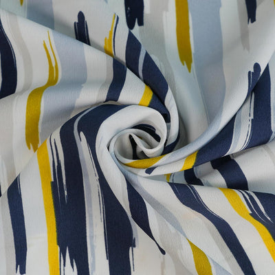 Mitaki - Navy and Yellow Paint Crepe de Chine Woven Fabric