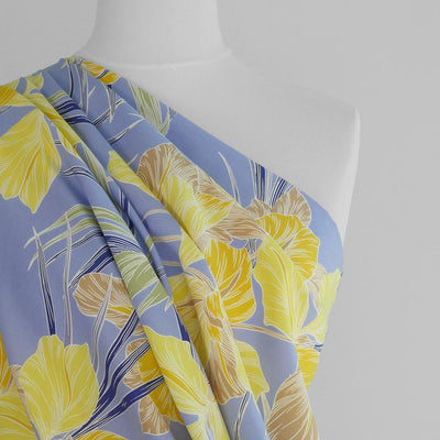 Napa - Blue and Yellow Iris Viscose Lawn Woven Fabric