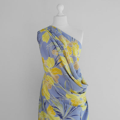 Napa - Blue and Yellow Iris Viscose Lawn Woven Fabric