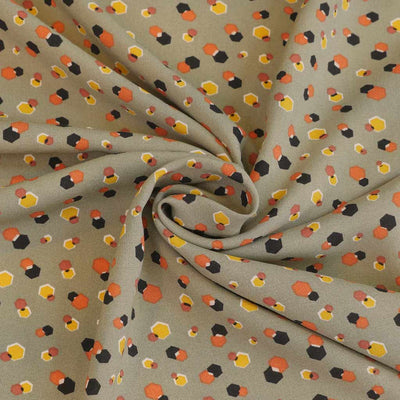 Napa - Moss Green Hex Viscose Lawn Woven Fabric