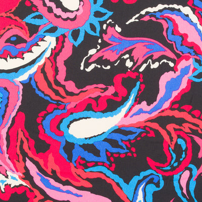 Nara - Reds and Blues New Paisley Polyester Bubble Crepe Fabric Sample