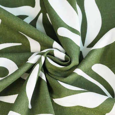 Palermo - Fern Green Graphic Floral Viscose Linen Woven Fabric