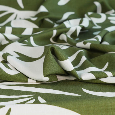 Palermo - Fern Green Graphic Floral Viscose Linen Woven Fabric