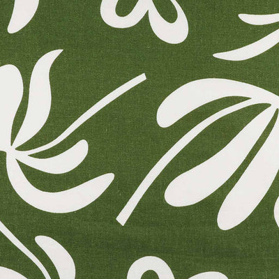 Palermo - Fern Green Graphic Floral Viscose Linen Woven Fabric