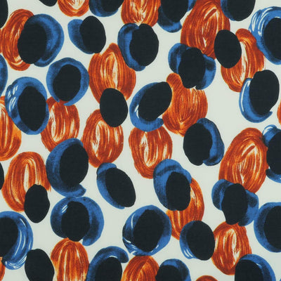 Portia - Blue and Orange Grapes Stretch Jersey Fabric from John Kaldor Main Image from Patternsandplains.com