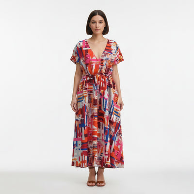 Rickardi Lawn - Rouge Paint Brush Graphics Viscose Fabric by Lady McElroy