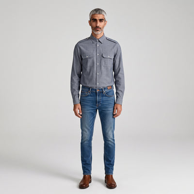 Rivage - Navy Blue Yarn Dyed Chambray Woven Fabric