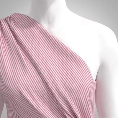 Rivage - Signal Red 3mm Stripe Yarn Dyed Chambray Woven Fabric