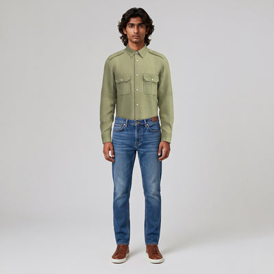 Rivage - Spring Green Yarn Dyed Chambray Woven Fabric