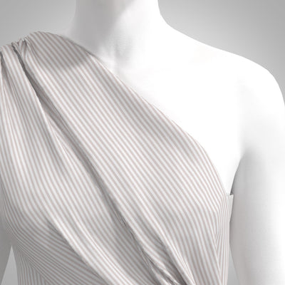 Rivage - Stone 3mm Stripe Yarn Dyed Chambray Woven Fabric