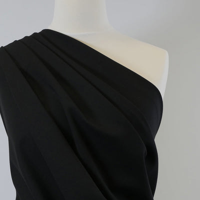 Rome - Black, Viscose Rich Heavy Ponte de Roma Stretch Fabric Mannequin Closeup Image from Patternsandplains.com