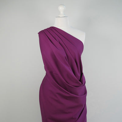 Rome - Cyclamen Pink, Viscose Rich Heavy Ponte de Roma Stretch Fabric Mannequin Wide Image from Patternsandplains.com