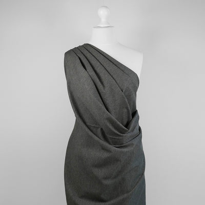 Rome - Grey Melange, Viscose Rich Heavy Ponte de Roma Stretch Fabric Mannequin Wide Image from Patternsandplains.com