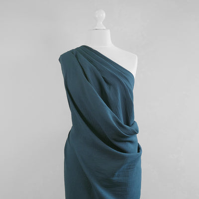 Seoni - Aviator Blue Cotton Double Gauze Woven Fabric Mannequin Wide Image from Patternsandplains.com