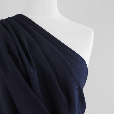 Seoni - Navy Cotton Double Gauze Woven Fabric - 2.00m Remnant