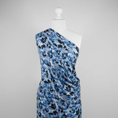 Seville - Blue Animal Viscose Elastane Single Jersey Fabric