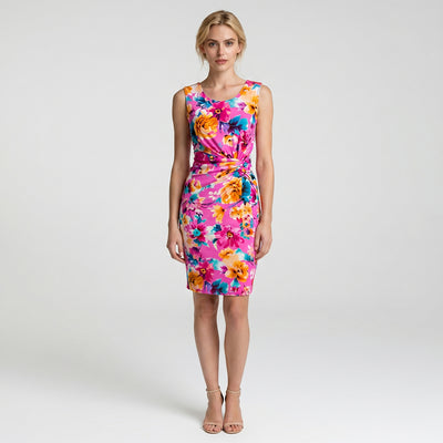 Seville - Cerise Pink Floral Impression Viscose Elastane Single Jersey Fabric