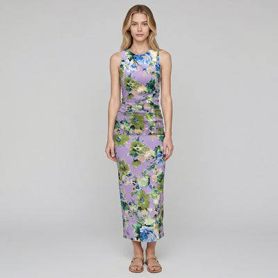 Seville - Lilac Floral Impression Viscose Elastane Single Jersey Fabric