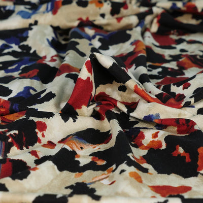 Seville - Pumpkin Ink Spots Viscose Elastane Single Jersey Fabric - 2.30m Remnant