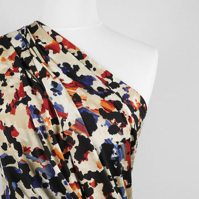 Seville - Pumpkin Ink Spots Viscose Elastane Single Jersey Fabric - 2.30m Remnant