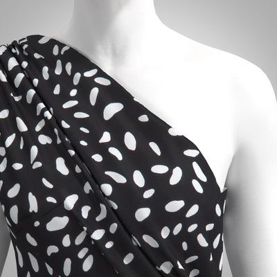 Sierra - Black Shapes Viscose Poplin Woven Fabric