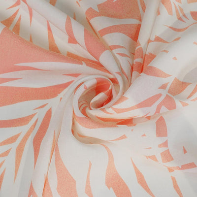 Sierra - Pink Peach Palms Viscose Poplin Woven Fabric Detail Swirl Image from Patternsandplains.com