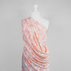 Sierra -  Pink Peach Palms Viscose Poplin Woven Fabric Mannequin Wide Image from Patternsandplains.com