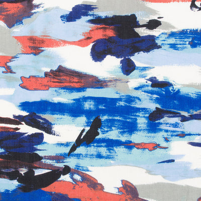 Tahiti - Blue Brush Marks Textured Woven Fabric Sample
