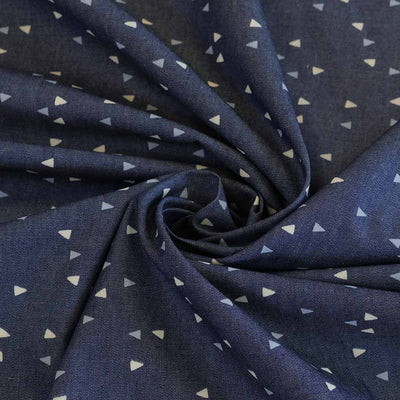 Denim Print Vice Versa Cotton Woven Fabric by Art Gallery Fabrics Detail Swirl Image from Patternsandplains.com