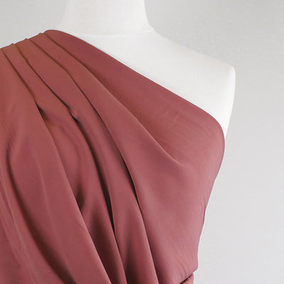 Madison - Deep Blush Viscose Crepe Woven Fabric Mannequin Close Up Image from Patternsandplains.com