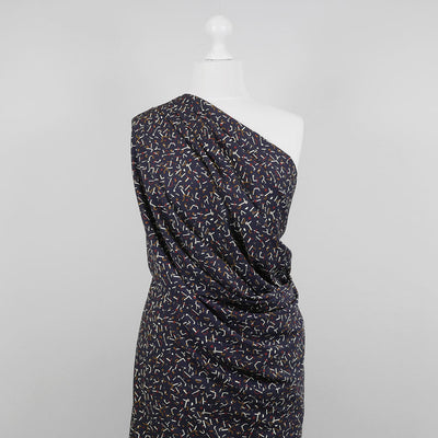 Monroe - Navy Jumbled Woven Crepe Fabric Mannequin Wide Image from Patternsandplains.com