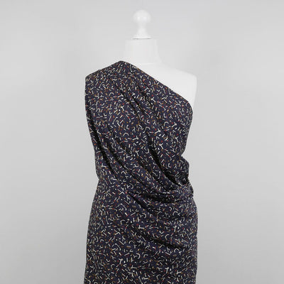 Monroe - Navy Jumbled Woven Crepe Fabric Mannequin Wide Image from Patternsandplains.com