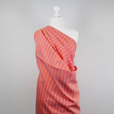 Vancouver - Coral Rails Jacquard Stripe Woven Fabric Mannequin Wide Image from Patternsandplains.com