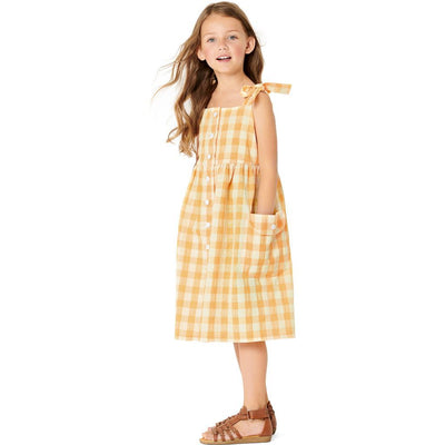 Burda Style Pattern 9304 Childrens Pinafore Dress with Front Button Fastening Gathered Skirt B9304 Image 2 From Patternsandplains.com