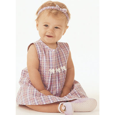 Butterick Pattern B3405 Infants Dress Top Romper Panties Hat and Headband 3405 Image 2 From Patternsandplains.com