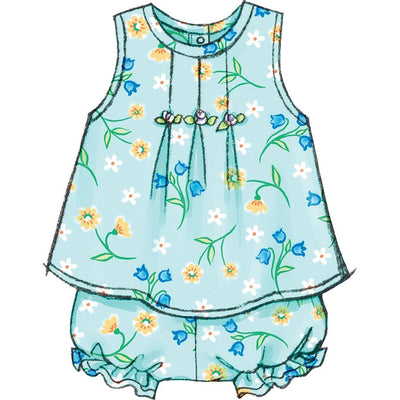 Butterick Pattern B3405 Infants Dress Top Romper Panties Hat and Headband 3405 Image 4 From Patternsandplains.com