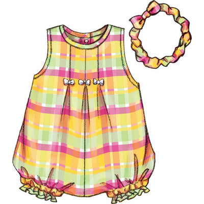 Butterick Pattern B3405 Infants Dress Top Romper Panties Hat and Headband 3405 Image 6 From Patternsandplains.com