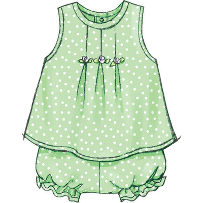 Butterick Pattern B3405 Infants Dress Top Romper Panties Hat and Headband 3405 Image 9 From Patternsandplains.com