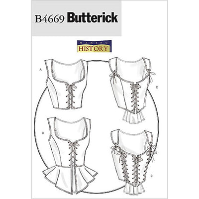 Butterick Pattern B4669 Misses Laced Corsets with Peplum Variations 4669 Image 1 From Patternsandplains.com