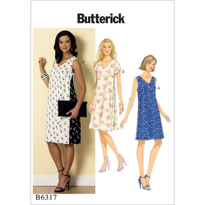 Butterick Pattern B6317 Misses Pullover V Neck Dresses 6317 Image 1 From Patternsandplains.com