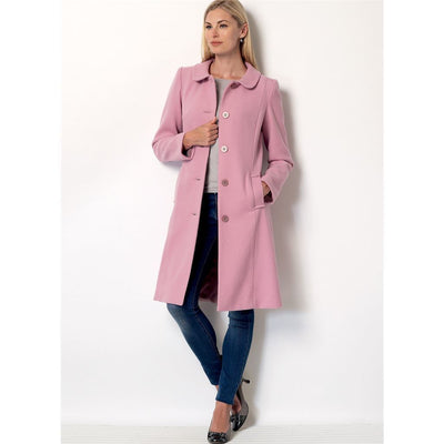 Butterick Pattern B6385 Misses Funnel Neck Peter Pan or Pointed Collar Coats 6385 Image 5 From Patternsandplains.com