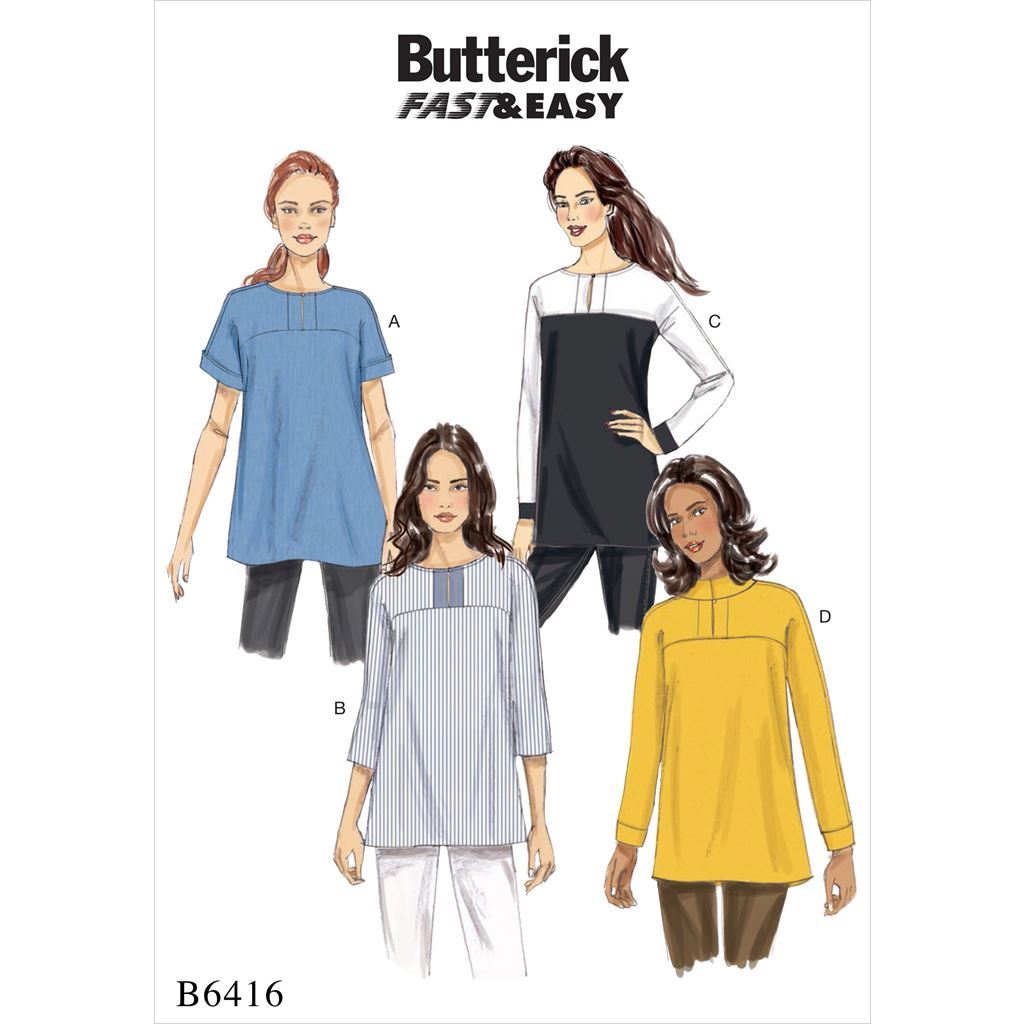 Butterick Pattern B6416 Misses Button Closure Tunics with Yokes 6416 Image 1 From Patternsandplains.com