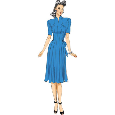 Butterick Pattern B6485 Misses Dresses with Shoulder and Bust Detail Waist Tie and Sleeve Variations 6485 Image 4 From Patternsandplains.com