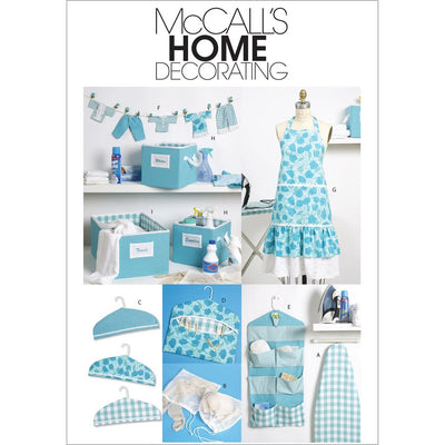 McCall's Pattern M6051 Apron Ironing Board Cover Organizer Bins Hanger Cover Clothespin Holder Banner and Scissor Caddy 6051 Image 1 From Patternsandplains.com