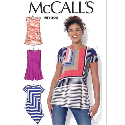 McCall's Pattern M7323 Misses Asymmetrical Seam Detail Tops 7323 Image 1 From Patternsandplains.com