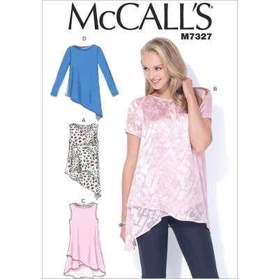 McCall's Pattern M7327 Misses Shaped Hemline Tops 7327 Image 1 From Patternsandplains.com